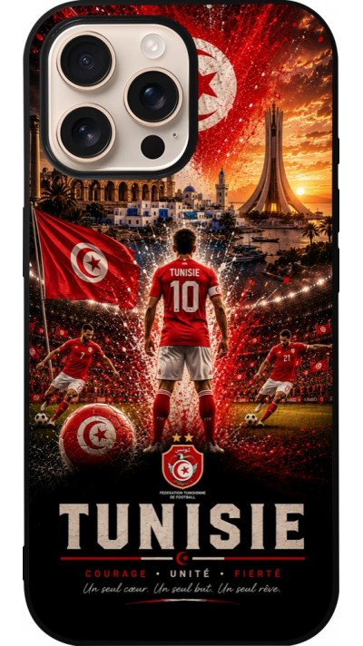 iPhone 16 Pro Max Case Hülle - Silikon schwarz Fussball Tunesien splash 2026