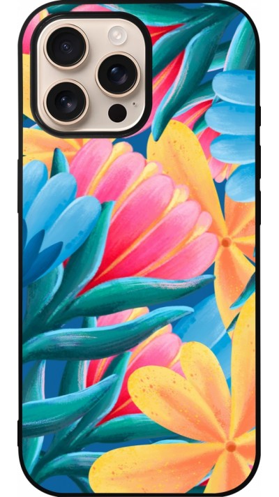 Coque iPhone 16 Pro Max - Silicone rigide noir Spring 23 colorful flowers