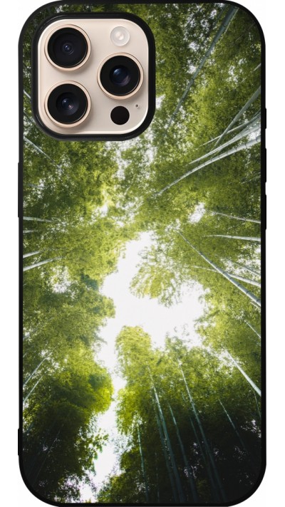 Coque iPhone 16 Pro Max - Silicone rigide noir Spring 23 forest blue sky