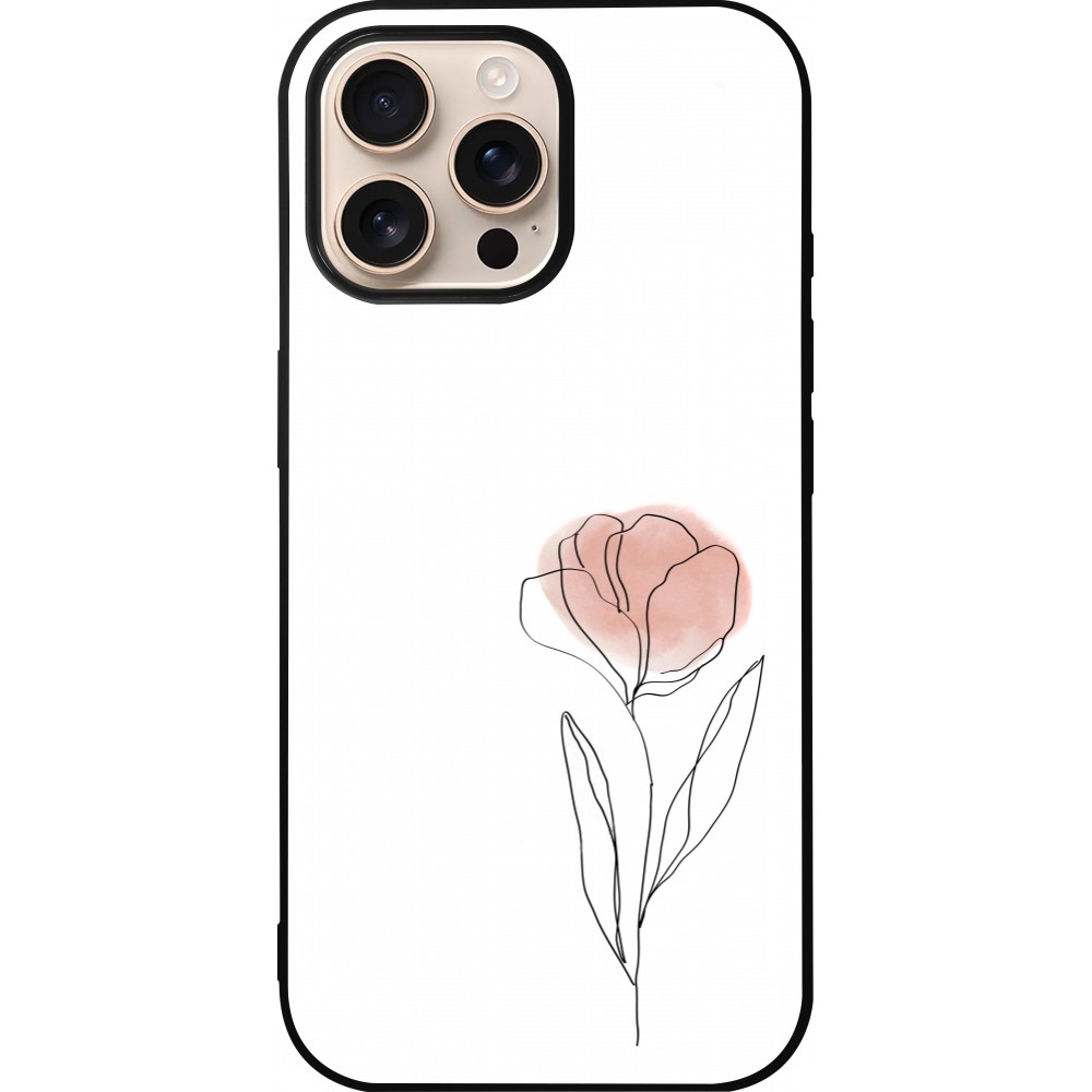 Coque iPhone 16 Pro Max - Silicone rigide noir Spring 23 minimalist flower