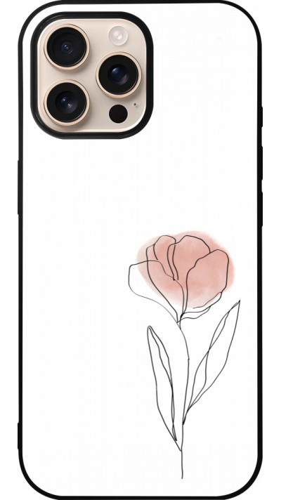 Coque iPhone 16 Pro Max - Silicone rigide noir Spring 23 minimalist flower