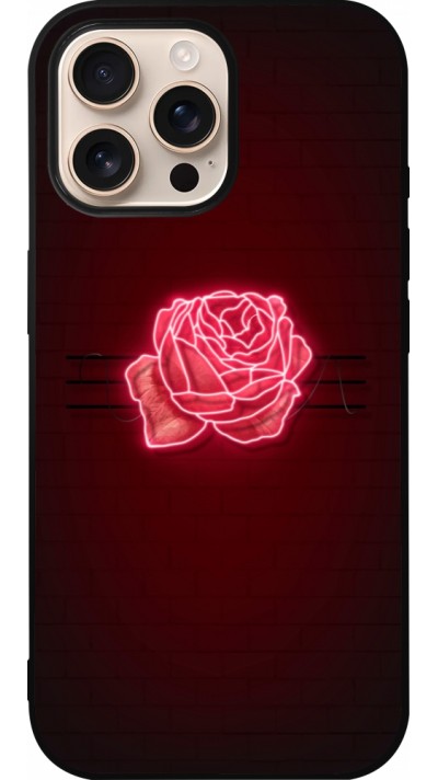 Coque iPhone 16 Pro Max - Silicone rigide noir Spring 23 neon rose