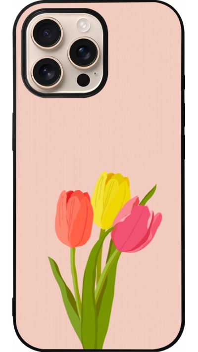 Coque iPhone 16 Pro Max - Silicone rigide noir Spring 23 tulip trio