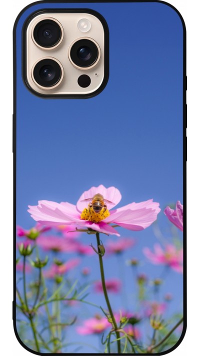 iPhone 16 Pro Max Case Hülle - Silikon schwarz Bee on a flower Spring 2026