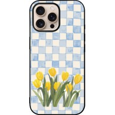 iPhone 16 Pro Max Case Hülle - Silikon schwarz Blue vichy tulips Spring 2026