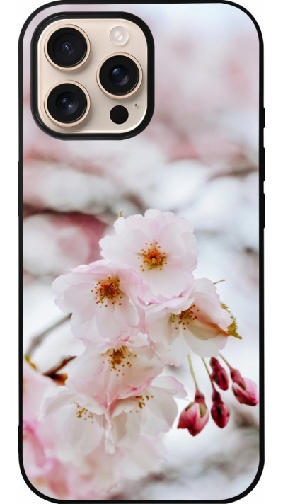 iPhone 16 Pro Max Case Hülle - Silikon schwarz Cherry tree Spring 2026