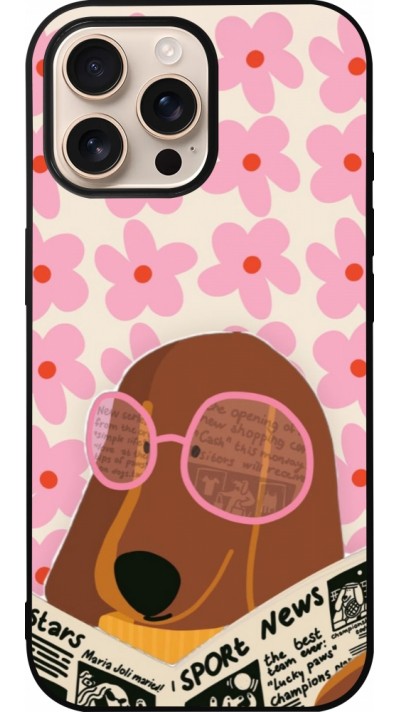 iPhone 16 Pro Max Case Hülle - Silikon schwarz Dog with newspaper Spring 2026