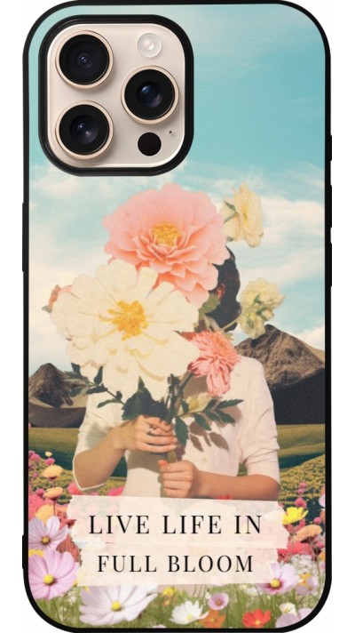 iPhone 16 Pro Max Case Hülle - Silikon schwarz Live life in full moon Spring 2026