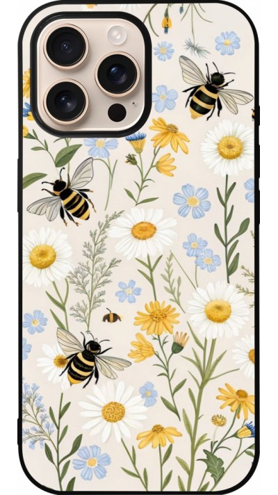 iPhone 16 Pro Max Case Hülle - Silikon schwarz Pattern bees Spring 2026