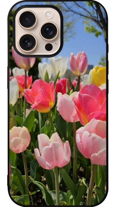 iPhone 16 Pro Max Case Hülle - Silikon schwarz Tulips Spring 2026