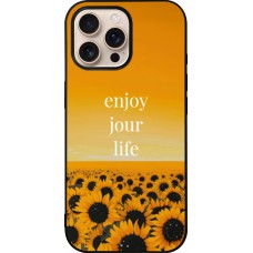 Coque iPhone 16 Pro Max - Silicone rigide noir Summer 2025 Enjoy your life