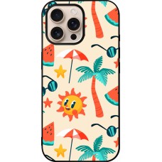 Coque iPhone 16 Pro Max - Silicone rigide noir Summer 2025 Pattern soleil