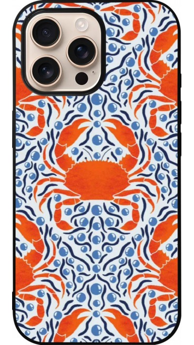 Coque iPhone 16 Pro Max - Silicone rigide noir Crabs and pearls Summer 2026