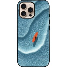 Coque iPhone 16 Pro Max - Silicone rigide noir Orange surf Summer 2026