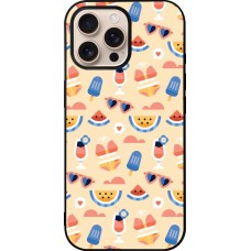 Coque iPhone 16 Pro Max - Silicone rigide noir Pattern Summer 2026