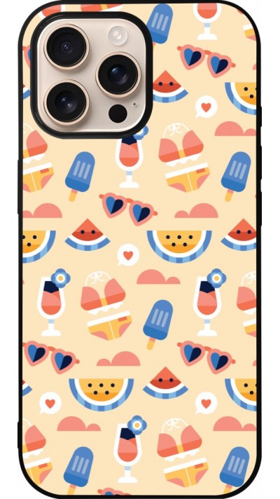 Coque iPhone 16 Pro Max - Silicone rigide noir Pattern Summer 2026