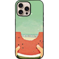 Coque iPhone 16 Pro Max - Silicone rigide noir Views through a watermelon Summer 2026