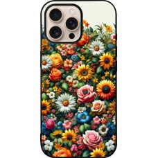 Coque iPhone 16 Pro Max - Silicone rigide noir Summer Floral Pattern