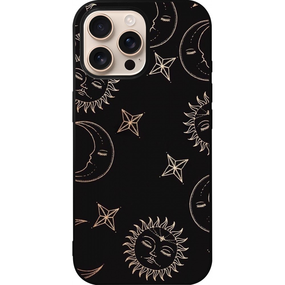 Coque iPhone 16 Pro Max - Silicone rigide noir Suns and Moons