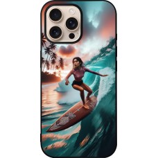 iPhone 16 Pro Max Case Hülle - Silikon schwarz Surferin aus Bali