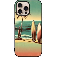 Coque iPhone 16 Pro Max - Silicone rigide noir Surf Paradise