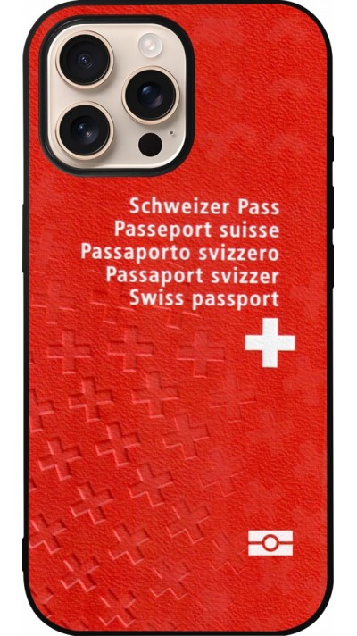 iPhone 16 Pro Max Case Hülle - Silikon schwarz Swiss Passport