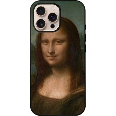 Coque iPhone 16 Pro Max - Silicone rigide noir Tableau art - La Joconde - Léonard de Vinci