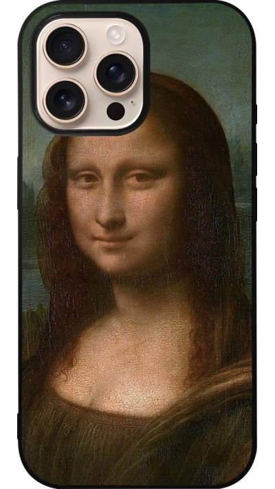 Coque iPhone 16 Pro Max - Silicone rigide noir Tableau art - La Joconde - Léonard de Vinci