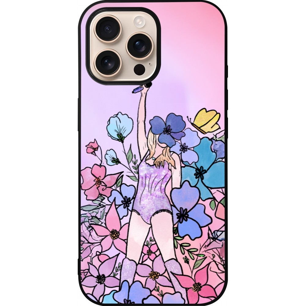 Coque iPhone 16 Pro Max - Silicone rigide noir Taylor Swift Sketch - Pink