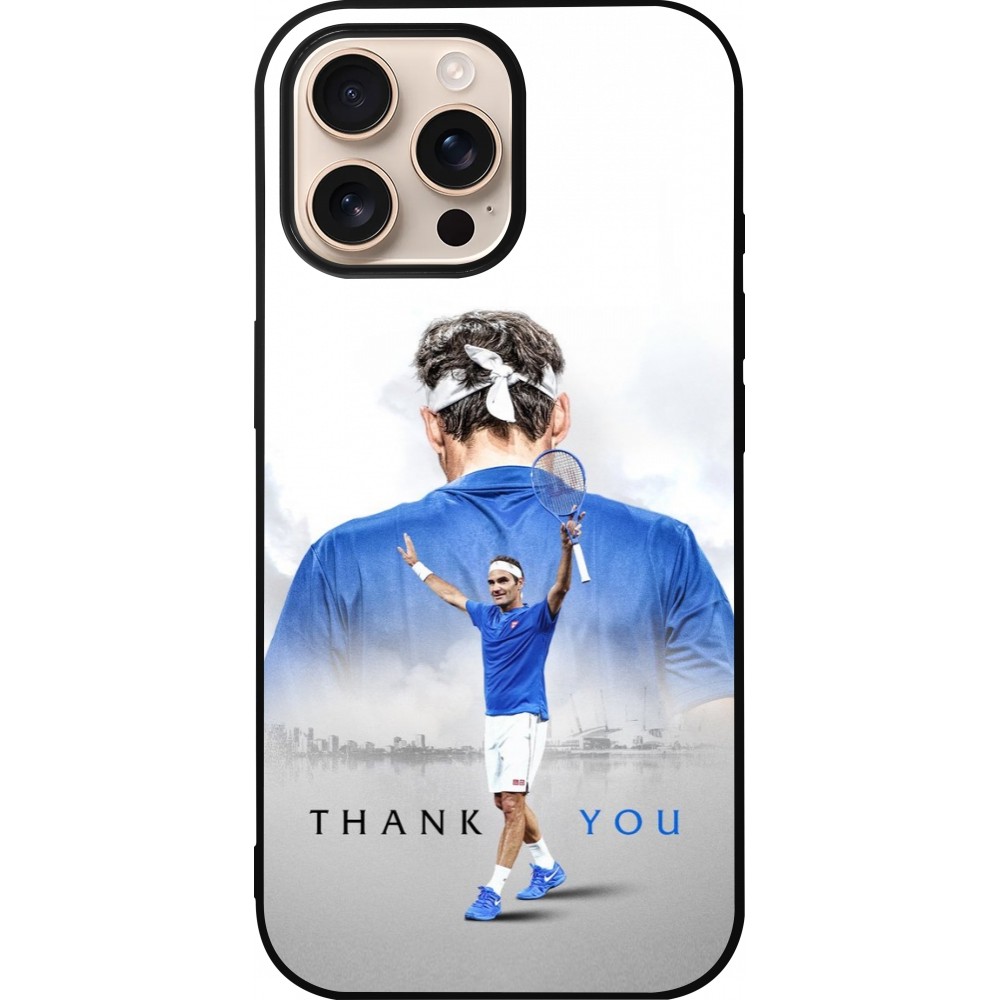 Coque iPhone 16 Pro Max - Silicone rigide noir Thank you Roger