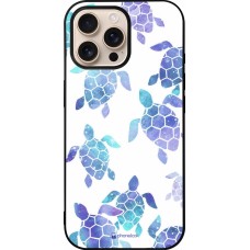 Coque iPhone 16 Pro Max - Silicone rigide noir Turtles pattern watercolor