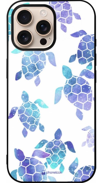Coque iPhone 16 Pro Max - Silicone rigide noir Turtles pattern watercolor