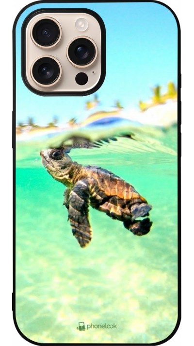 Coque iPhone 16 Pro Max - Silicone rigide noir Turtle Underwater