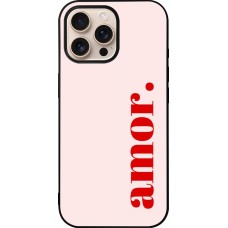 Coque iPhone 16 Pro Max - Silicone rigide noir Valentine 2024 amor