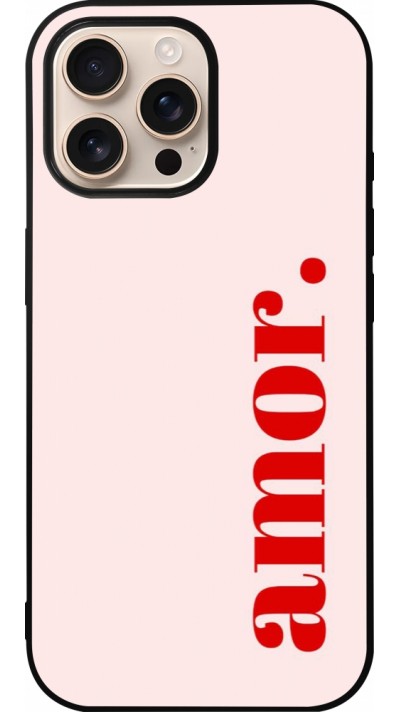 Coque iPhone 16 Pro Max - Silicone rigide noir Valentine 2024 amor