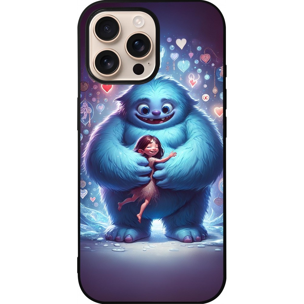 Coque iPhone 16 Pro Max - Silicone rigide noir Valentine 2024 Fluffy Love