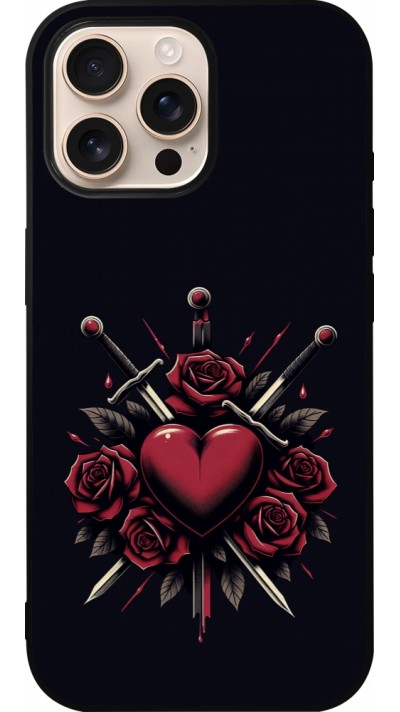 Coque iPhone 16 Pro Max - Silicone rigide noir Valentine 2024 gothic love