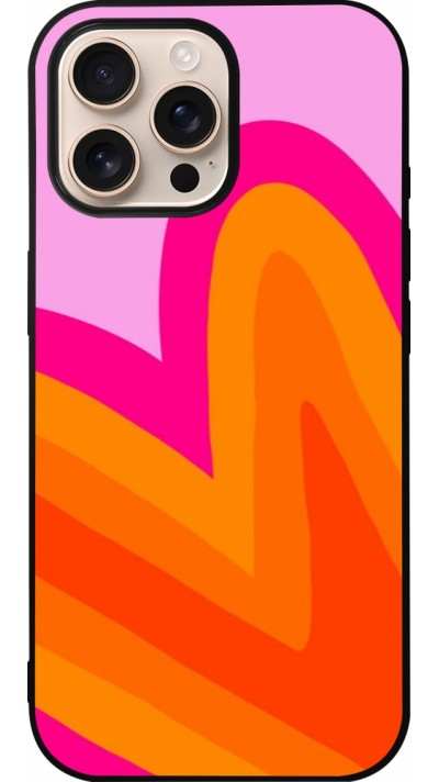 Coque iPhone 16 Pro Max - Silicone rigide noir Valentine 2024 heart gradient