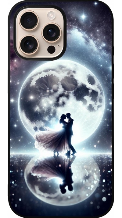 Coque iPhone 16 Pro Max - Silicone rigide noir Valentine 2024 Love under the moon