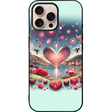 Coque iPhone 16 Pro Max - Silicone rigide noir Valentine 2025 Chic