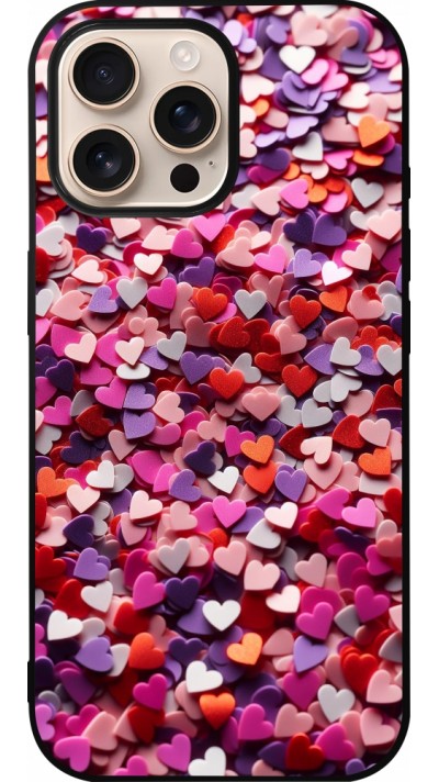 Coque iPhone 16 Pro Max - Silicone rigide noir Valentine 2025 Confetti