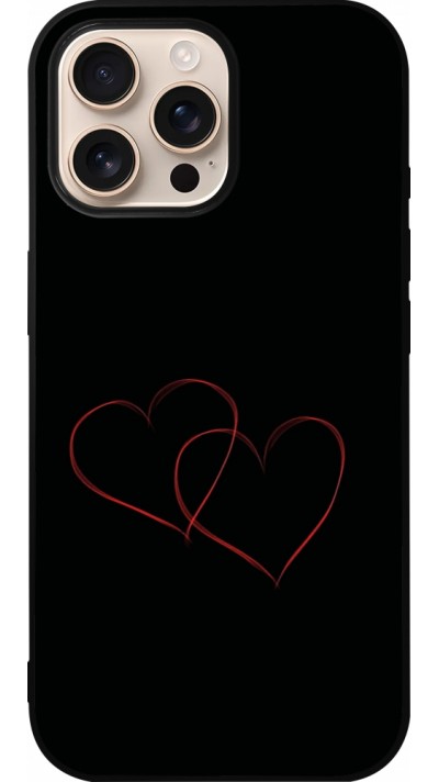 Coque iPhone 16 Pro Max - Silicone rigide noir Valentine 2023 attached heart