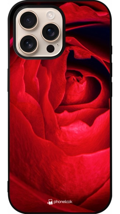 Coque iPhone 16 Pro Max - Silicone rigide noir Valentine 2022 Rose