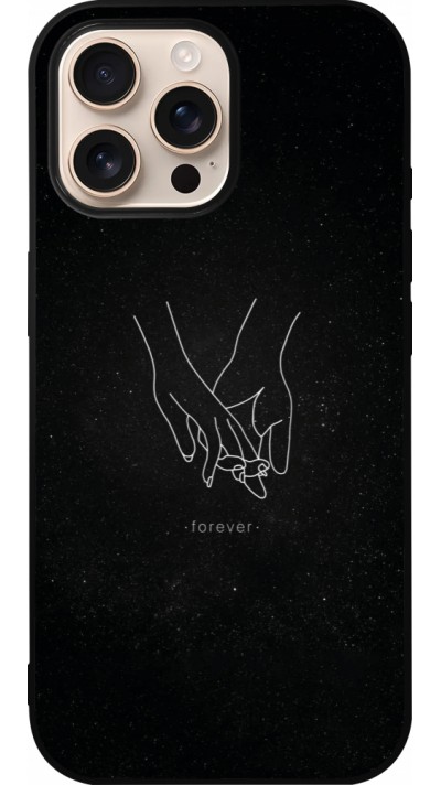 Coque iPhone 16 Pro Max - Silicone rigide noir Valentine 2023 hands forever