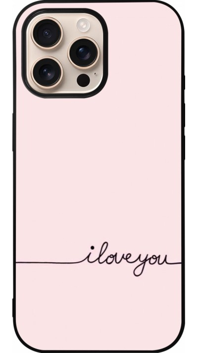 Coque iPhone 16 Pro Max - Silicone rigide noir Valentine 2023 i love you writing