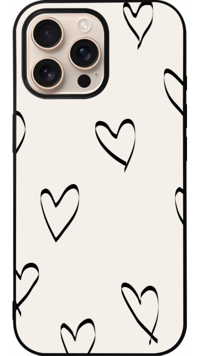 Coque iPhone 16 Pro Max - Silicone rigide noir Valentine 2023 minimalist hearts
