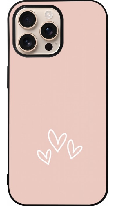 Coque iPhone 16 Pro Max - Silicone rigide noir Valentine 2023 three minimalist hearts