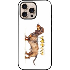 Coque iPhone 16 Pro Max - Silicone rigide noir Wine Teckel