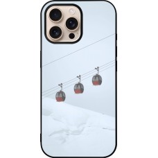 Coque iPhone 16 Pro Max - Silicone rigide noir Winter 22 ski lift