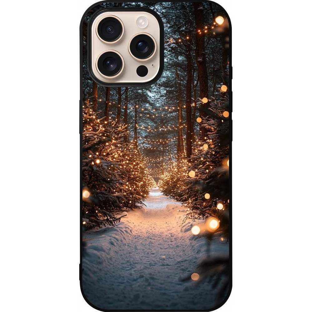 iPhone 16 Pro Max Case Hülle - Silikon schwarz Winter 25 Winter snowy road